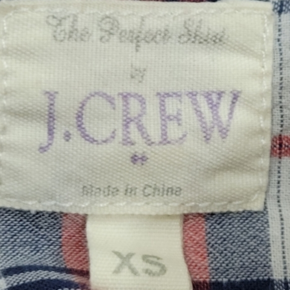 J. Crew Factory Perfect fit blue/red/white button down shirt size XS - Picture 4 of 7